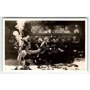 Weeki Wachee Mermaid Real Photo Florida Postcard Lady Feeds Fish Underwater RPPC